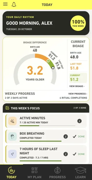 Ritualize Today dashboard and daily plan on iPhone